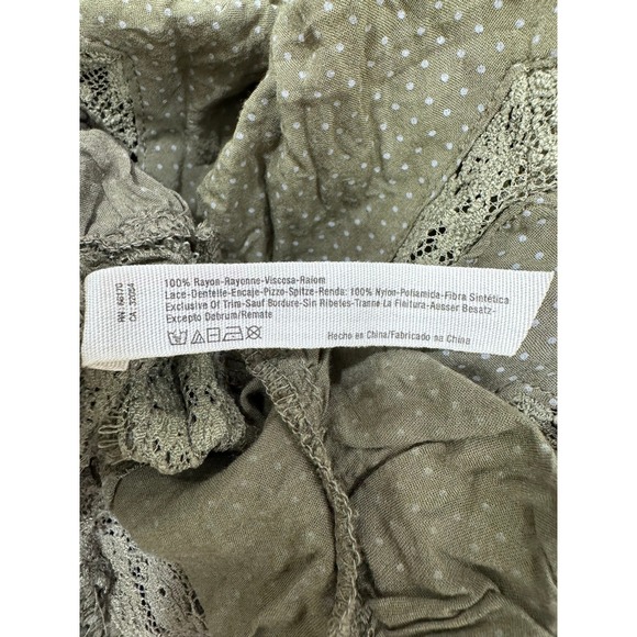 EUC Intimately Free People green polka dots lace boho flowy hippie shirt Size S+ - Picture 7 of 8